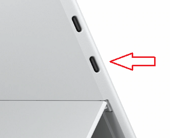 Photo du côté d’un Surface Pro X avec deux ports USB-C.