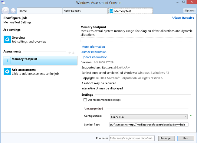 Capture d’écran de la console d’évaluation Windows.