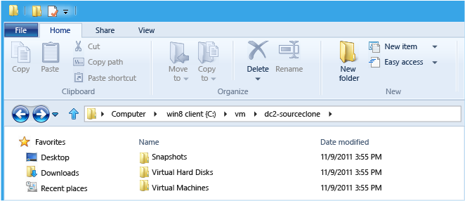 Capture d’écran montrant où vous pouvez exporter l’intégralité de la machine virtuelle Hyper-V en tant que copie.