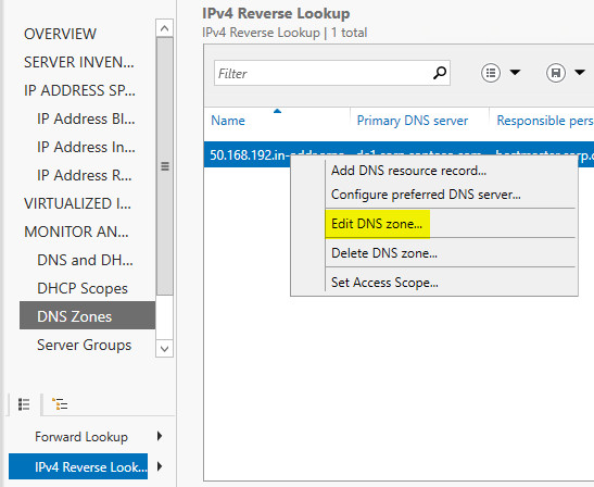 Modifier la zone DNS