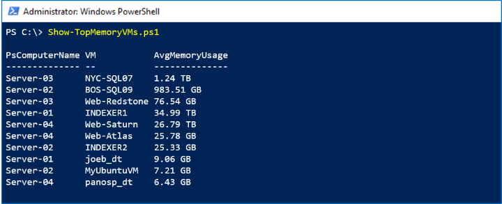 Capture d’écran de PowerShell