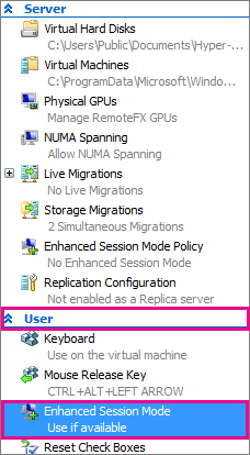 Capture d’écran montrant l’option Mode de session étendu sous la section Utilisateur.