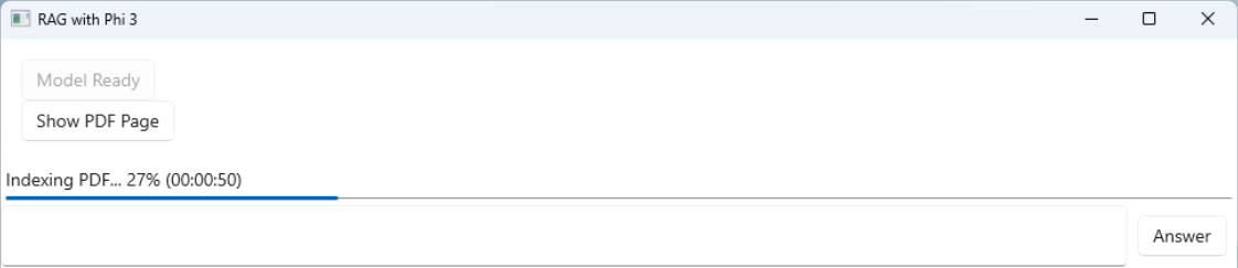 capture d’écran de l’exemple d’analyseur RAG PDF dans une application WPF.