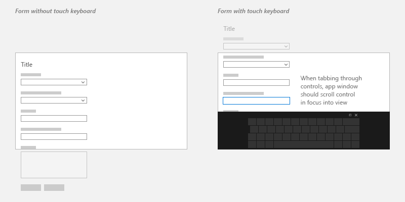 un formulaire avec et sans clavier tactile montrant