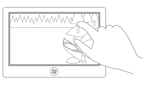 image montrant les deux points tactiles initiaux pour le mouvement de rotation.