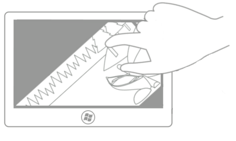 image montrant une image pivotée avec le point de rotation limité à l’un des deux points tactiles initiaux.