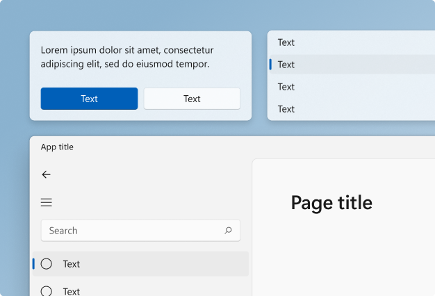 Plusieurs éléments d’IU mettant en évidence la nouvelle géométrie dans Windows 11