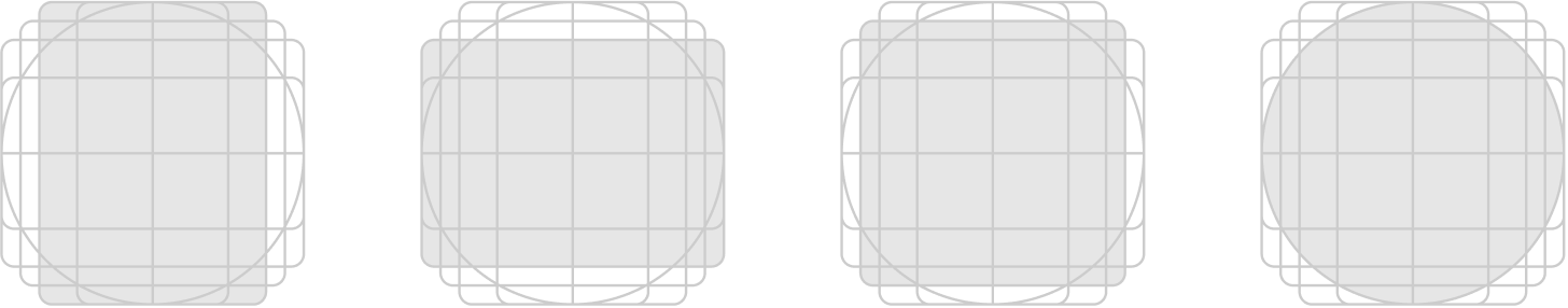 Diagramme montrant plusieurs icônes alignées dans le modèle de grille.