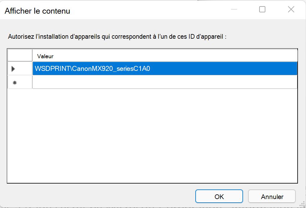 Autorisez l’ID matériel de l’imprimante.