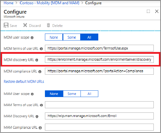 URL de détection MDM