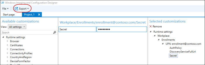 menu icd pour l’exportation.