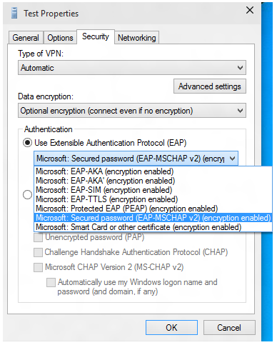 propriétés de test csp vpnv23.