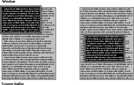 screen buffer window panning around large buffer of content