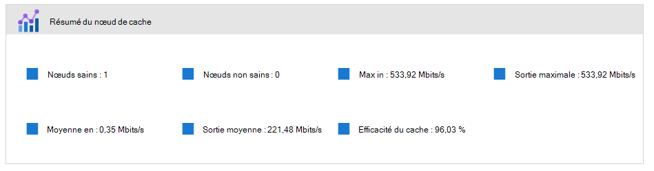 Capture d’écran du résumé du nœud de cache dans l’interface Portail Azure.