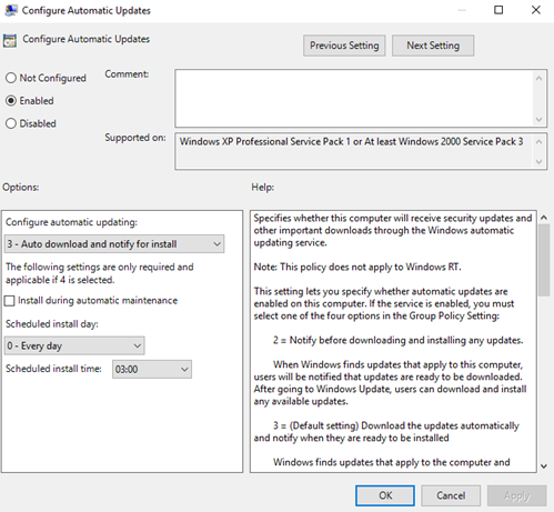 Sélectionnez Téléchargement automatique et notification pour l’installation dans l’interface utilisateur.