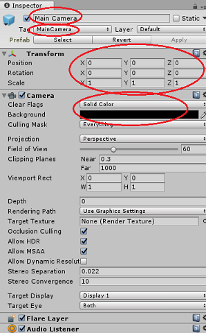 Configurer les propriétés du composant Caméra