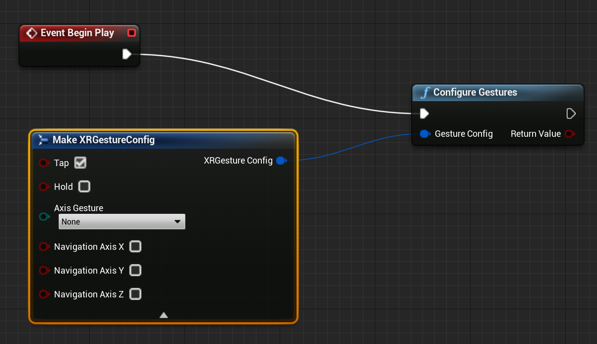 Le blueprint de l’événement commence à être connecté pour configurer la fonction mouvements