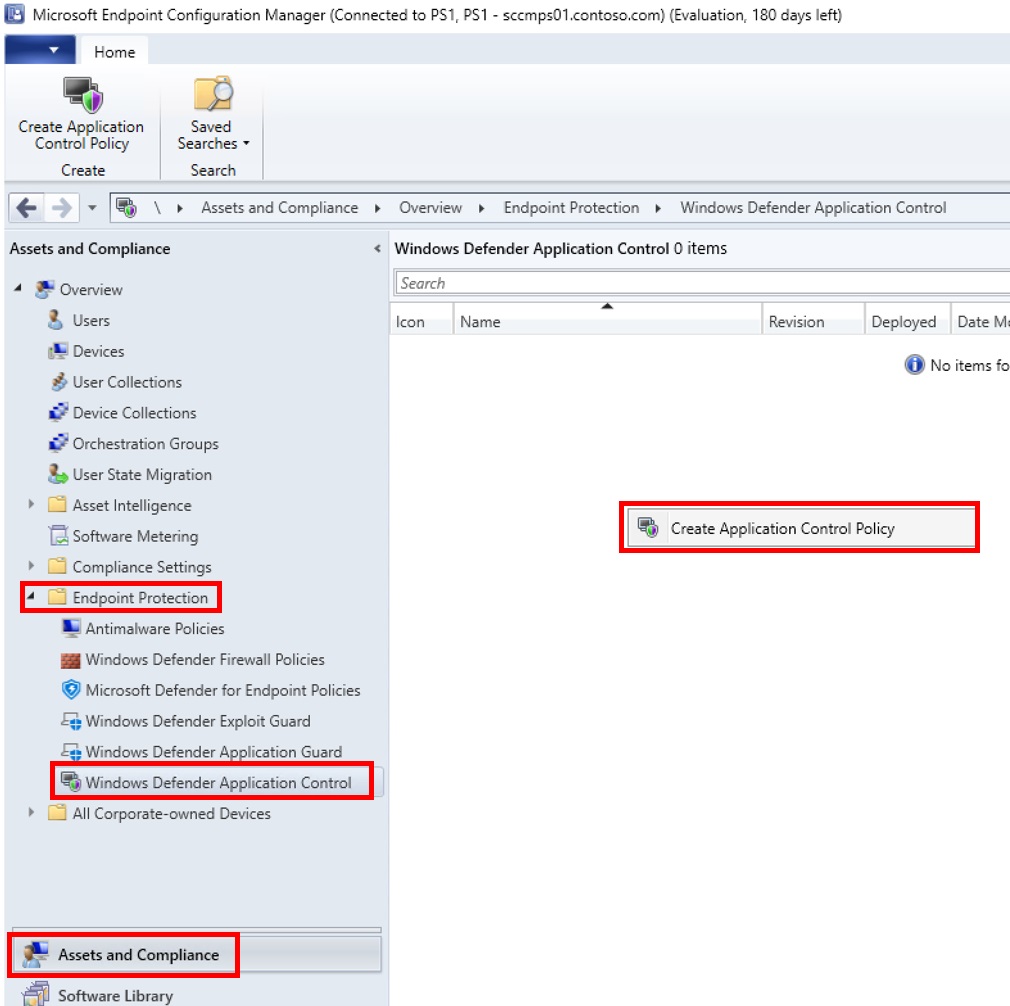 Créez une stratégie De contrôle d’application dans Configuration Manager.