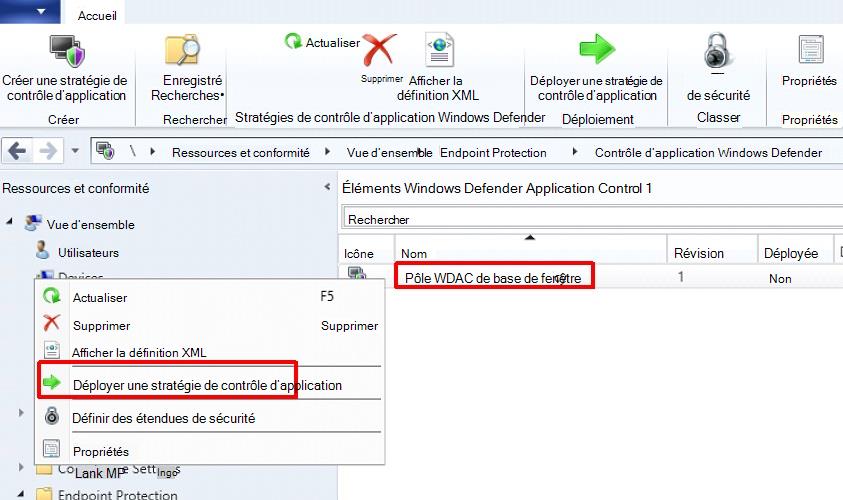 Déployez App Control via Configuration Manager.