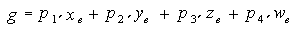 Équation montrant les coordonnées oculaires du vertex.