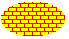 Illustration d’une ellipse remplie d’un motif de brique horizontale sur une couleur d’arrière-plan 