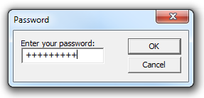 capture d’écran d’une boîte de dialogue contenant un contrôle d’édition pour entrer un mot de passe