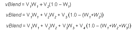 équations de fusion linéaire pour trois cas de fusion