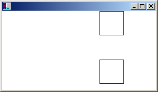 capture d’écran d’une fenêtre avec deux rectangles dessinés avec un stylet bleu, un positionné au-dessus de l’autre