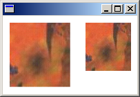 capture d’écran d’une fenêtre qui contient deux versions d’une image à différentes échelles