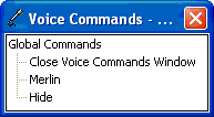 Boîte de dialogue Commandes vocales