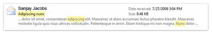 Capture d’écran montrant un exemple de disposition bêta pour le courrier électronique.