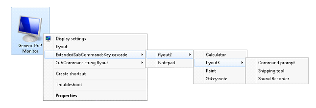 capture d’écran montrant le menu en cascade étendu pour les appareils