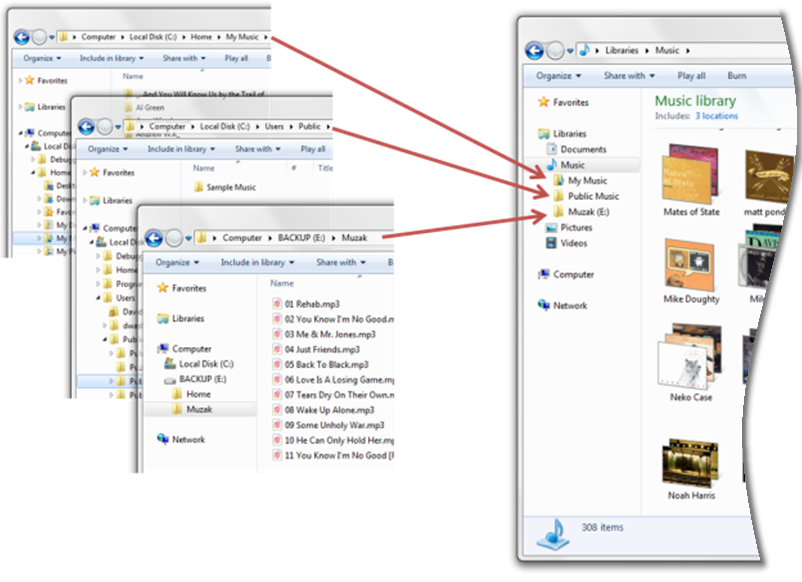 capture d’écran de l’interface utilisateur des bibliothèques