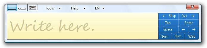 capture d’écran du pavé d’écriture de la tablette Windows 