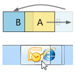 Figure du bouton de la barre des tâches déplacé vers une nouvelle position 