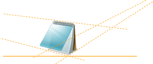 image d’un bloc-notes avec des lignes montrant la perspective