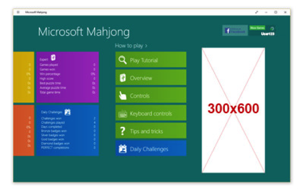 Screenshot of Menu screens in Microsoft Mahjong.