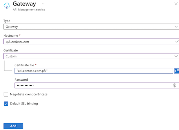 Configurare il dominio del gateway con certificato personalizzato