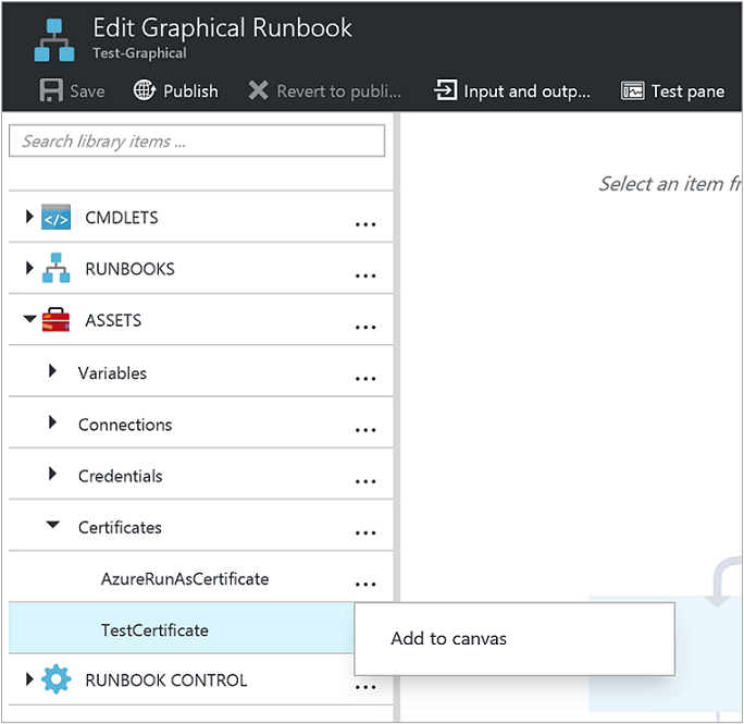 Screenshot dell'aggiunta di un certificato all'area di disegno