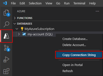 Copia del stringa di connessione di Azure Cosmos DB