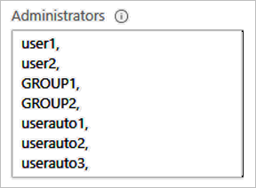 Screenshot che mostra la casella Amministratori della finestra Connessioni di Active Directory.