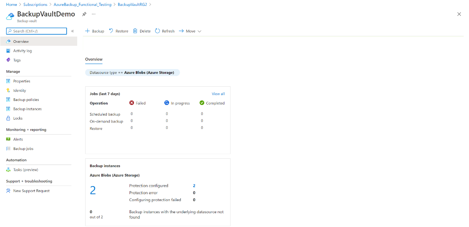 Screenshot che mostra il dashboard dell'insieme di credenziali da spostare in un'altra sottoscrizione di Azure.