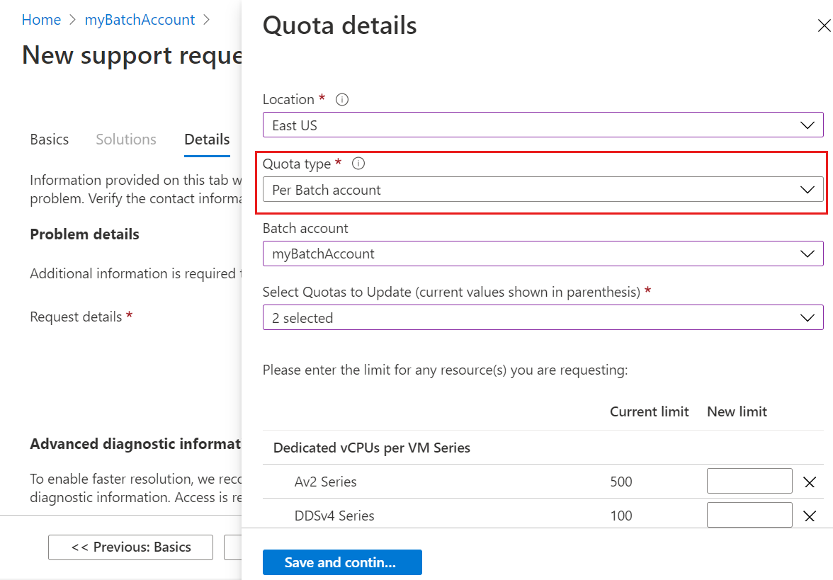 Screenshot della schermata richiesta aumento quota, evidenziando la casella di selezione per il tipo di quota.