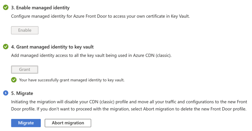 Screenshot della concessione all'identità gestita dell'accesso ad Azure Key Vault.