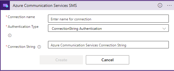 Screenshot della schermata di configurazione per il connettore SMS.