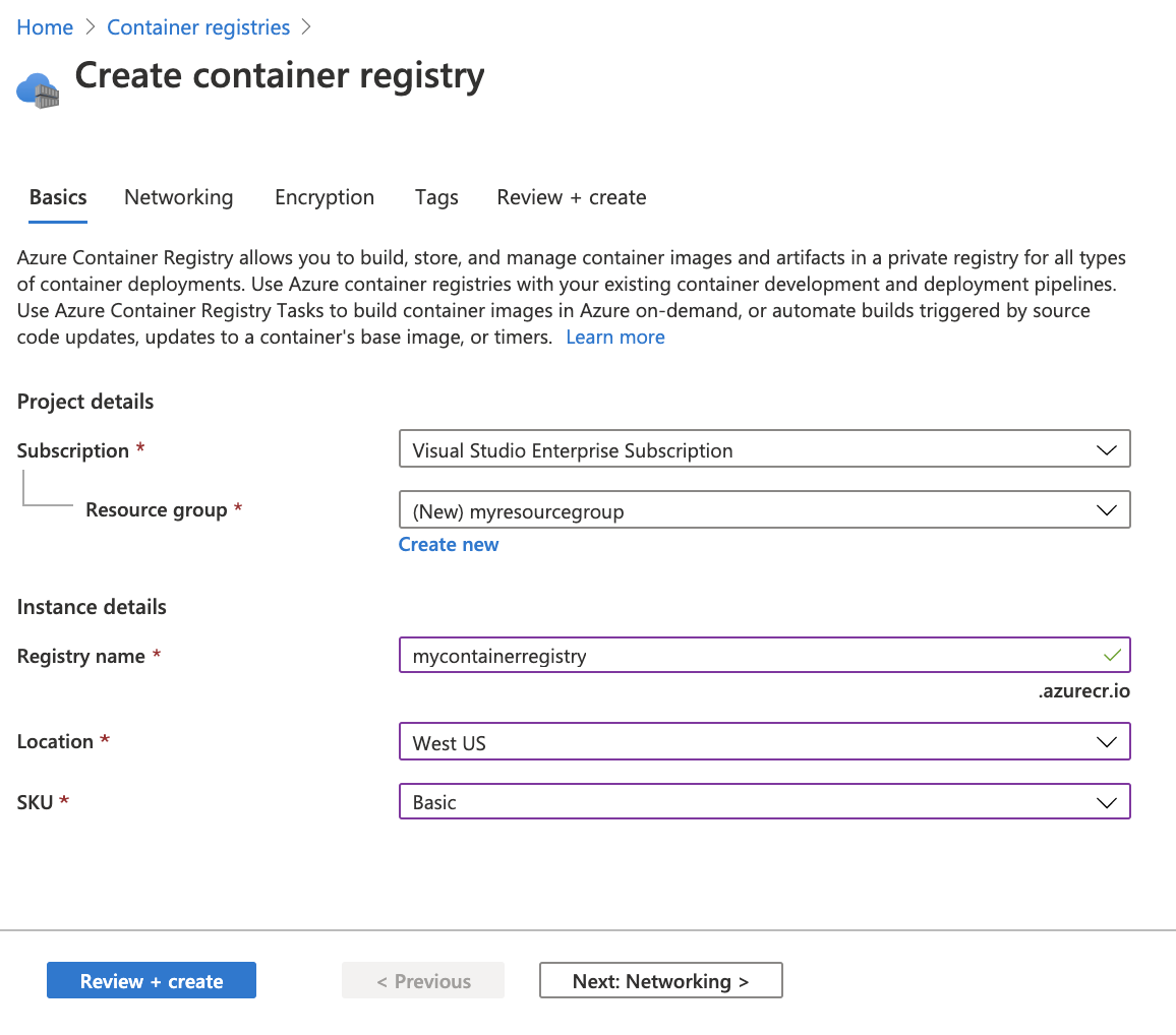 Creare il registro contenitori nel portale