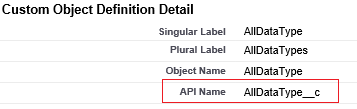 Nome dell'API di connessione Salesforce