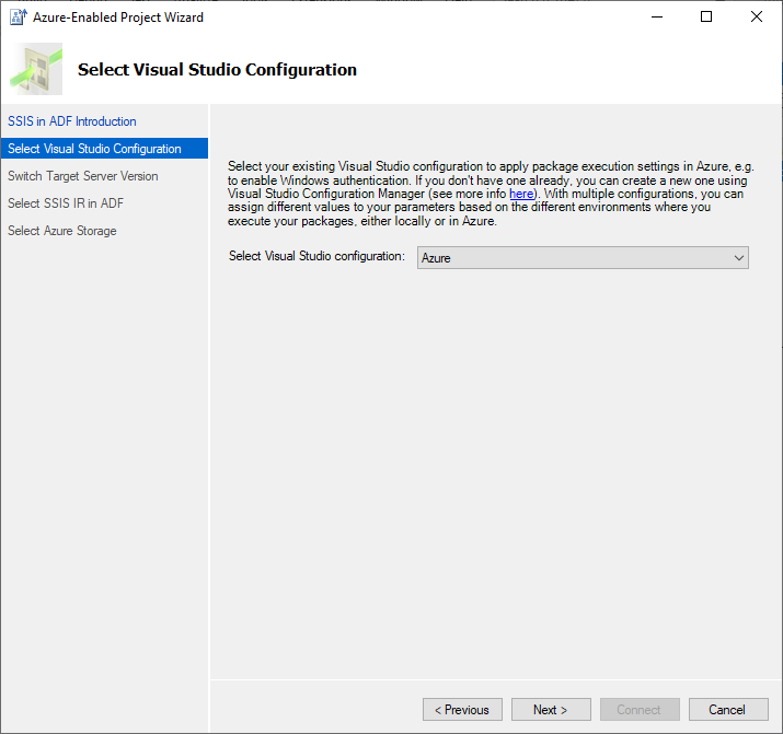 Selezionare la configurazione di Visual Studio