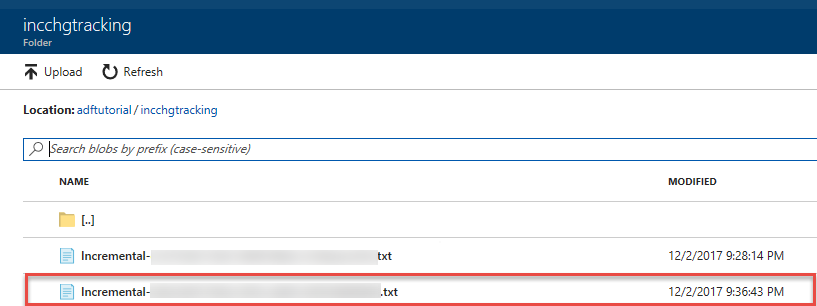 File di output dalla copia incrementale