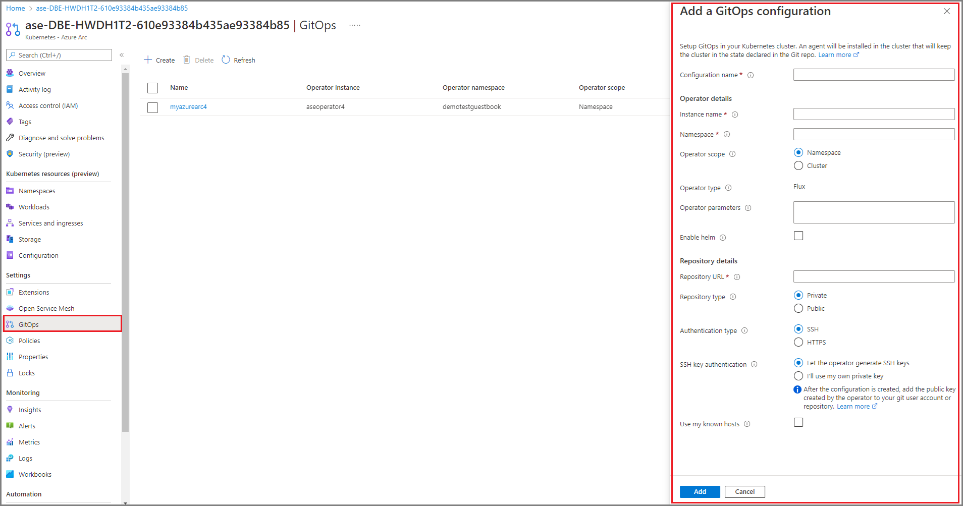 Aggiungere la configurazione